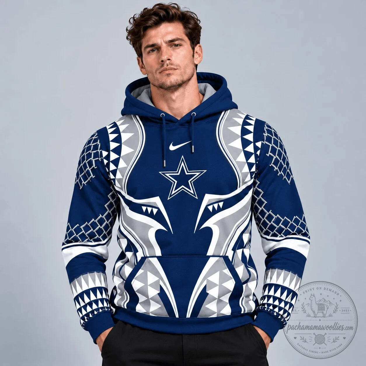 Dallas Cowboys Tribal Geometric Pattern All Over Print Pullover Hoodie 1 Dallas Cowboys Tribal Geometric Pattern All Over Print Pullover Hoodie