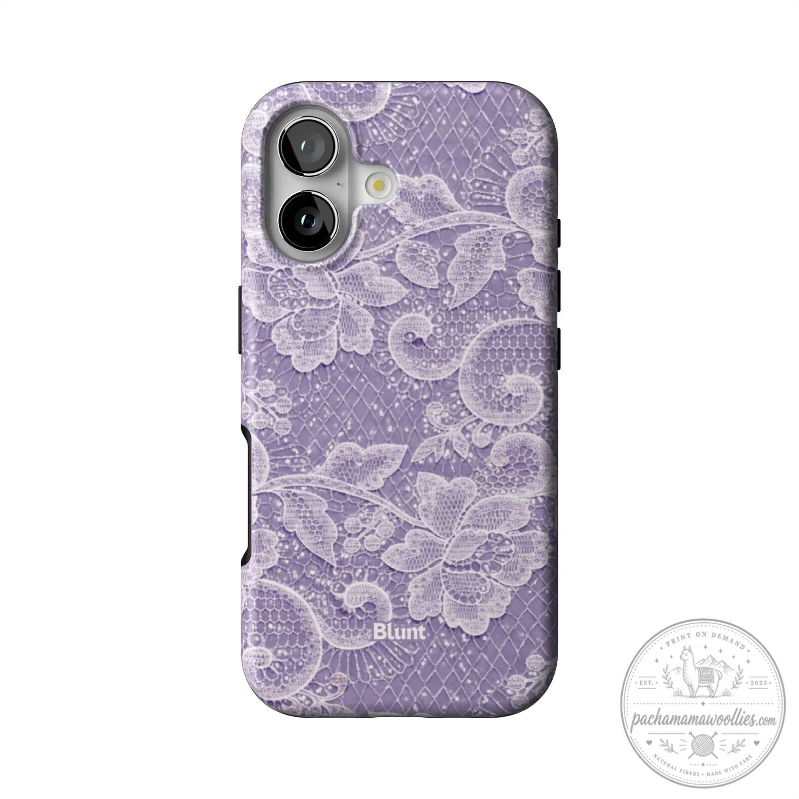 Lilac Purple Lace Pattern Floral Design iPhone Case