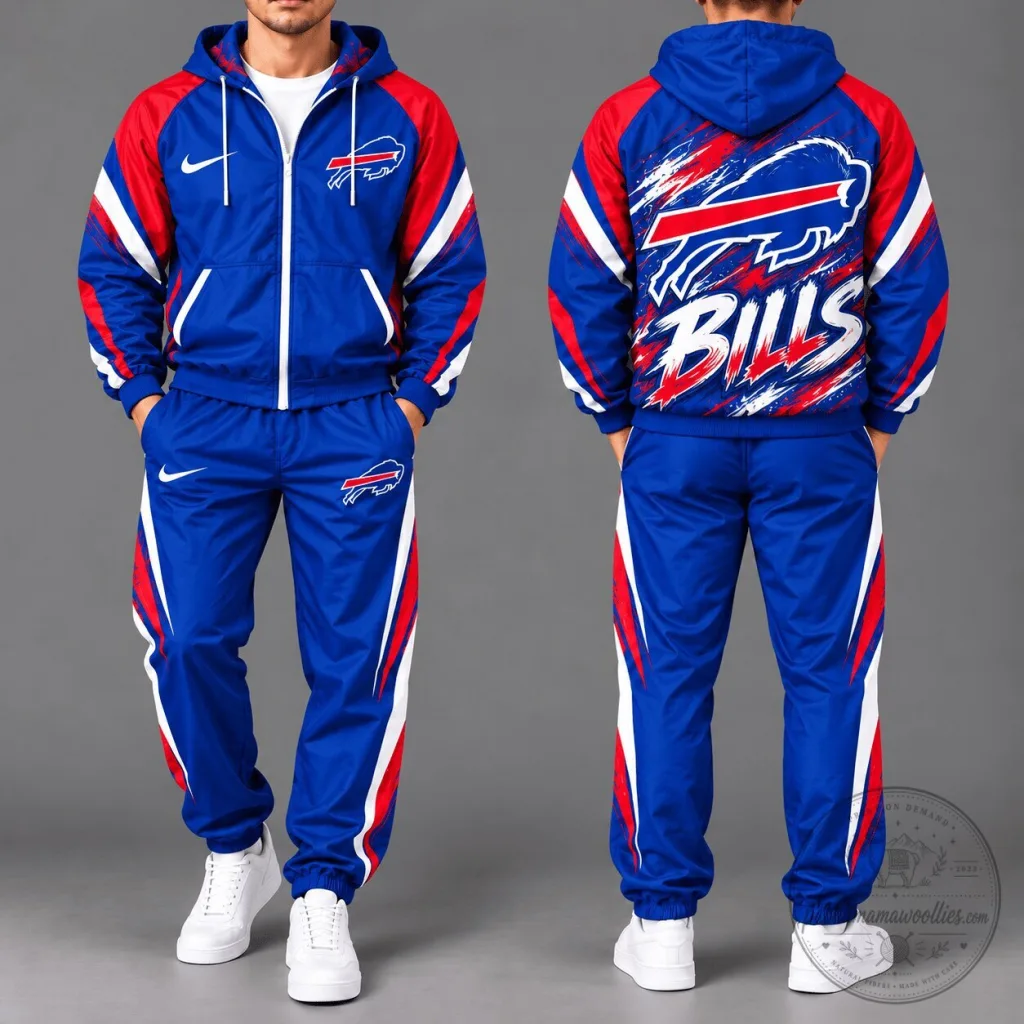 Buffalo Bills NFL Team Pride Blue Full-Zip Hooded Tracksuit Jacket Buffalo Bills NFL Team Pride Blue Full-Zip Hooded Tracksuit Jacket