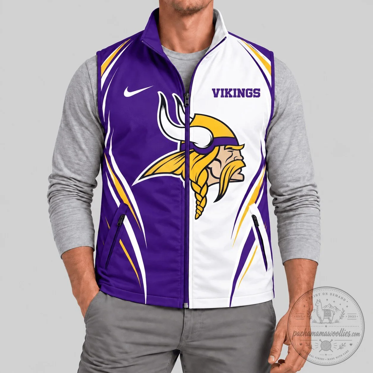 Minnesota Vikings NFL Football Team Purple and White Softshell Vest 1 Minnesota Vikings NFL Football Team Purple and White Softshell Vest