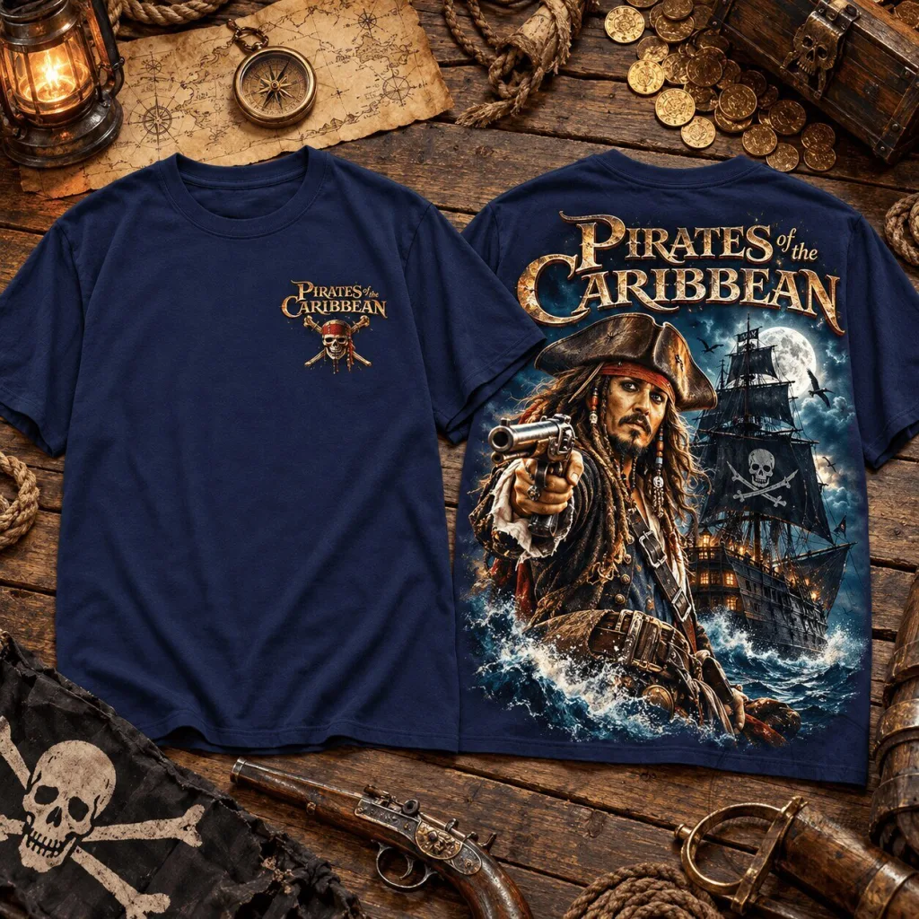 Pirates of the Caribbean Jack Sparrow Moonlit Ship Premium T-Shirt Pirates of the Caribbean Jack Sparrow Moonlit Ship Premium T-Shirt
